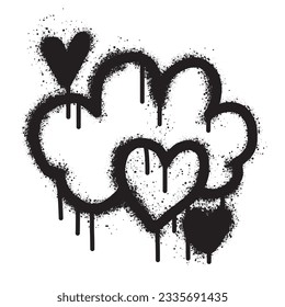 Spray Painted Graffiti cloud icon Sprayed isolated with heart symbol. graffiti cloud icon with over spray in black over white. Vector illustration.