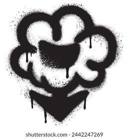 Icono de nube de graffiti pintado con spray en negro sobre blanco. Ilustración vectorial.