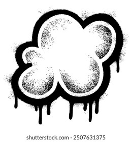 Icono pintado de la nube del graffiti rociado aislado con un fondo blanco.