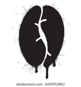 Spray Painted Graffiti coffee bean icon Sprayed isolated with a white background.