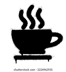 Spray Painted Graffiti Coffee cup icon Word Sprayed isolated with a white background. graffiti Coffee icon with over spray in black over white. Vector illustration.