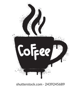 Spray Painted Graffiti Kaffeetasse Icon Word Sprays isoliert mit einem weißen Hintergrund.