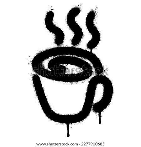 Spray Painted Graffiti Coffee cup icon Word Sprayed isolated with a white background. graffiti Coffee icon with over spray in black over white.