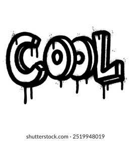 Spray Painted Graffiti cool Word Sprayed isolated with a white background. graffiti font cool with over spray in black over white. Vector illustration.
