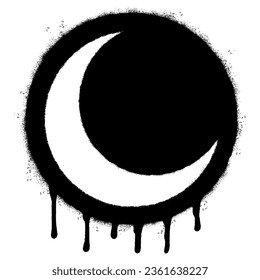 Spray Painted Graffiti crescent moon Sprayed isolated with a white background.