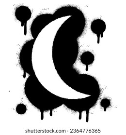 Spray Painted Graffiti crescent moon Sprayed isolated with a white background.