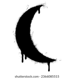 Spray Painted Graffiti crescent moon Sprayed isolated with a white background.