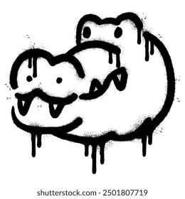 Spray Painted Graffiti crocodile icon isolated on white background.