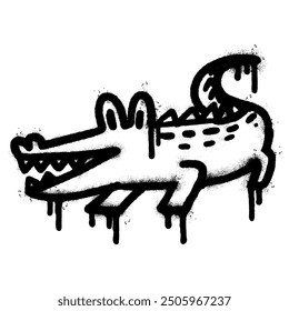 Spray Painted Graffiti crocodile icon isolated on white background.