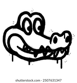 Spray Painted Graffiti crocodile icon isolated on white background.