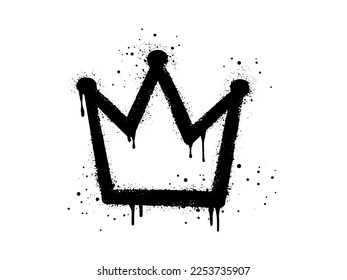 Spray painted graffiti crown sign in black over white. Crown drip symbol. isolated on white background. vector illustration