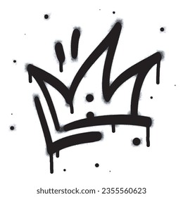 Spray painted graffiti crown sign in black over white. Crown drip symbol. isolated on white background. vector illustration