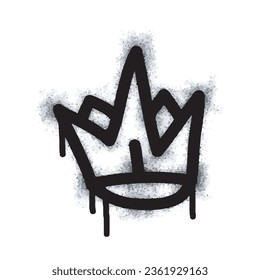 Spray painted graffiti crown sign in black over white. Crown drip symbol. isolated on white background. vector illustration