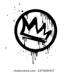 Spray painted graffiti crown sign in black over white. Crown drip symbol. isolated on white background. vector illustration