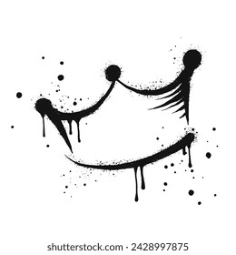 Spray painted graffiti crown sign in black over white. Crown drip symbol. isolated on white background. vector illustration