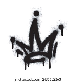 Spray painted graffiti crown sign in black over white. Crown drip symbol. isolated on white background. vector illustration