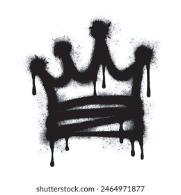 Spray painted graffiti crown sign in black over white. Crown drip symbol. isolated on white background. vector illustration