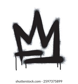 Spray painted graffiti crown sign in black over white. Crown drip symbol. isolated on white background. vector illustration