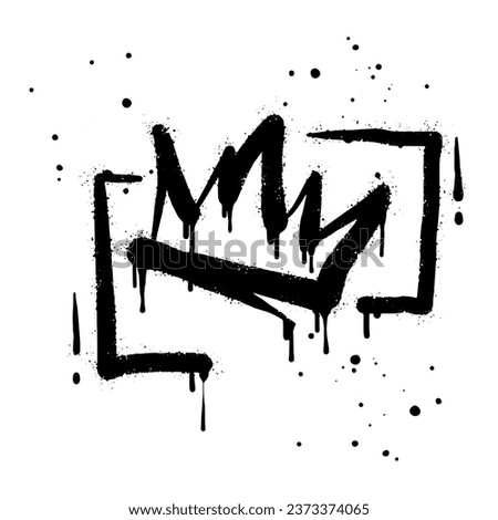 Spray painted graffiti crown sign in black over white. Crown drip symbol. isolated on white background. vector illustration