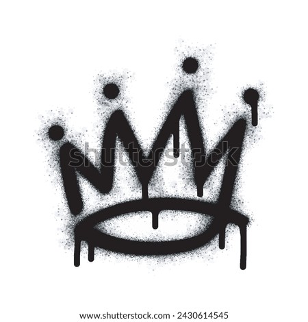 Spray painted graffiti crown sign in black over white. Crown drip symbol. isolated on white background. vector illustration