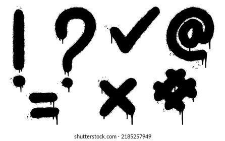 Spray Painted Graffiti curse symbols Sprayed isolated with a white background. graffiti curse symbols with over spray in black over white. Vector illustration.