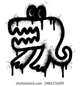 Spray Painted Graffiti cute monster icon Sprayed isolated with a white background.