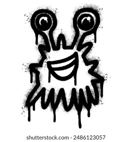 Spray Painted Graffiti cute monster icon Sprayed isolated with a white background.