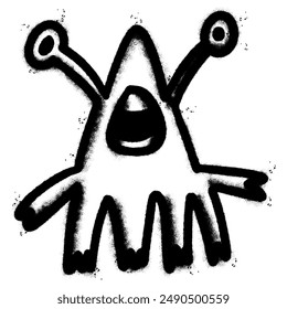 Spray Painted Graffiti cute monster icon Sprayed isolated with a white background.