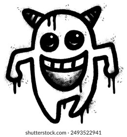 Spray Painted Graffiti cute monster icon Sprayed isolated with a white background.