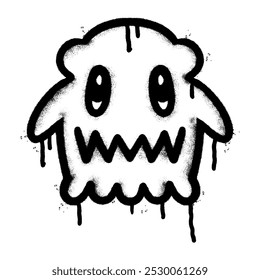 Spray Painted Graffiti cute monster icon Sprayed isolated with a white background.