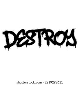 Spray Painted Graffiti Destroy Word Sprayed isolated with a white background. graffiti font Destroy with over spray in black over white. Vector illustration.