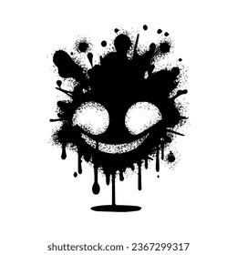 Spray Painted Graffiti spray devil emoji icon isolated on white background.