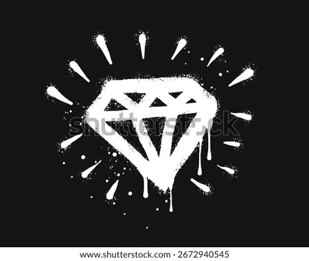 Spray painted graffiti diamond sign. Diamond drip symbol. isolated on black background. vector illustration