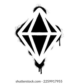 Spray Painted Graffiti diamond Sprayed isolated with a white background. graffiti diamond with over spray in black over white.