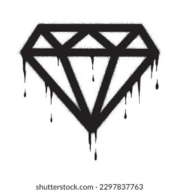 Spray Painted Graffiti diamond Sprayed isolated with a white background. graffiti diamond with over spray in black over white. Vector illustration.
