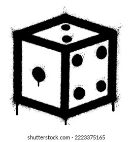 Spray Painted Graffiti Dice cube icon Sprayed isolated with a white background.