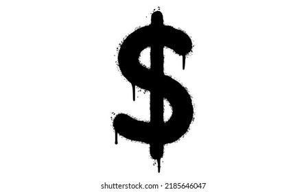 Spray Painted Graffiti dollar $ icon Sprayed isolated with a white background. Vector illustration.