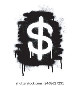 Spray Painted Graffiti dollar icon Sprayed isolated with a white background. graffiti bell icon with over spray in black over white.