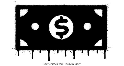 Spray Painted Graffiti dollar Dollar paper money Sprayed isolated with a white background. graffiti cash icon with over spray in black over white. Vector illustration.