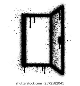 Spray Painted Graffiti Door Icon Sprayed isolated with a white background.