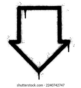 Spray Painted Graffiti Down Arrow Sprayed isolated with a white background. graffiti Down Arrow with over spray in black over white. Vector illustration.