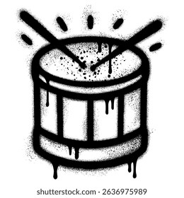 Spray Painted Graffiti drum icon sprayed isolated with a white background.