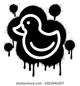 Spray Painted Graffiti duck icon Sprayed isolated with a white background. Vector illustration.