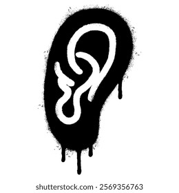 Spray Painted Graffiti ear icon isolated on white background. vector illustration.