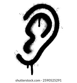 Spray Painted Graffiti ear icon isolated on white background.