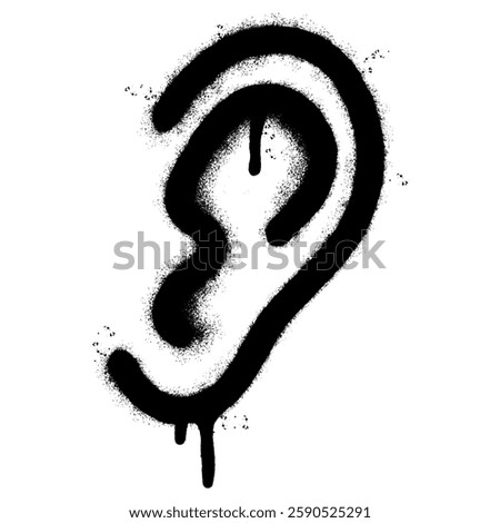 Spray Painted Graffiti ear icon isolated on white background.