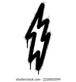 Spray Painted Graffiti electric lightning bolt symbol Sprayed isolated with a white background. graffiti electric lightning bolt icon with over spray in black over white. Vector illustration.