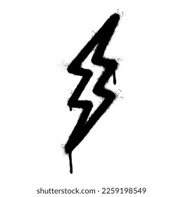 Spray Painted Graffiti electric lightning bolt symbol Sprayed isolated with a white background. graffiti electric lightning bolt icon with over spray in black over white.  svg
