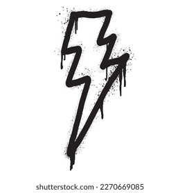 Spray Painted Graffiti electric lightning bolt symbol Sprayed isolated with a white background.