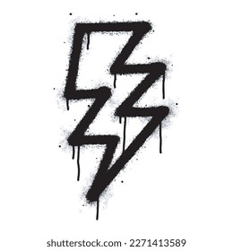 Spray Painted Graffiti electric lightning bolt symbol Sprayed isolated with a white background. graffiti electric lightning bolt icon with over spray in black over white. Vector illustration.